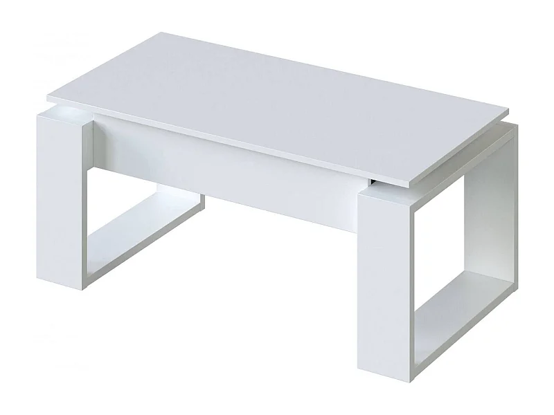Tavolino da salotto Flint, Tavolino da caffè con piano elevabile, Tavolo basso da soggiorno, 105x55h45/56 cm, Bianco