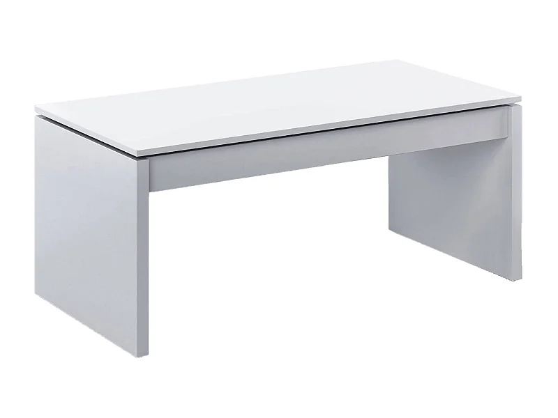 Table basse Ontario, Table basse avec plateau relevable, Table basse de salon, 102x50h43/54 cm, Blanc brillant