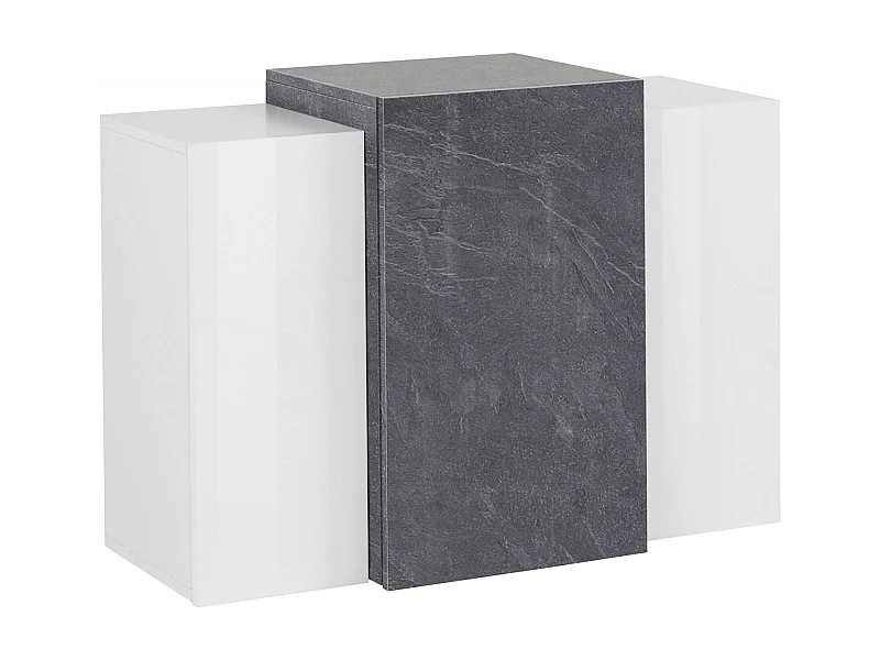 Wandschrank Michael, Mehrzweckgarderobe, Wandschrank, 100 % Made in Italy, 90 x 38 x 66 cm, glänzendes WeiÃŸ und Schiefer,