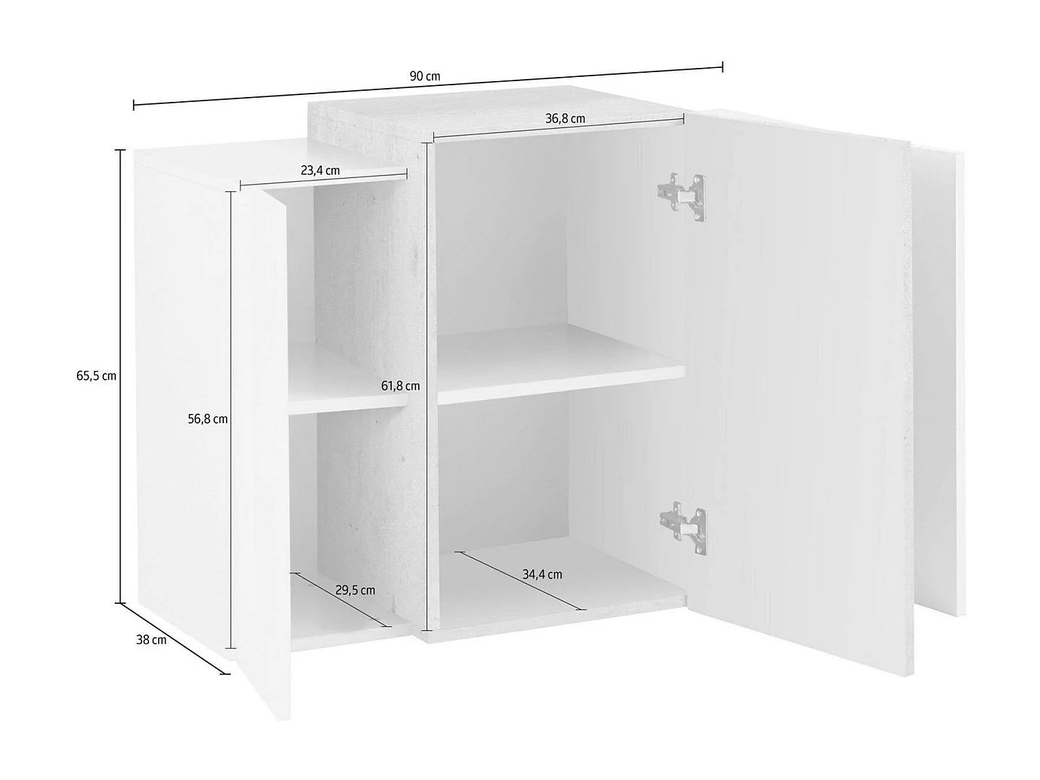 Wandschrank Michael, Mehrzweckgarderobe, Wandschrank, 100 % Made in Italy, 90 x 38 x 66 cm, glänzendes Weiß und Schiefer,
