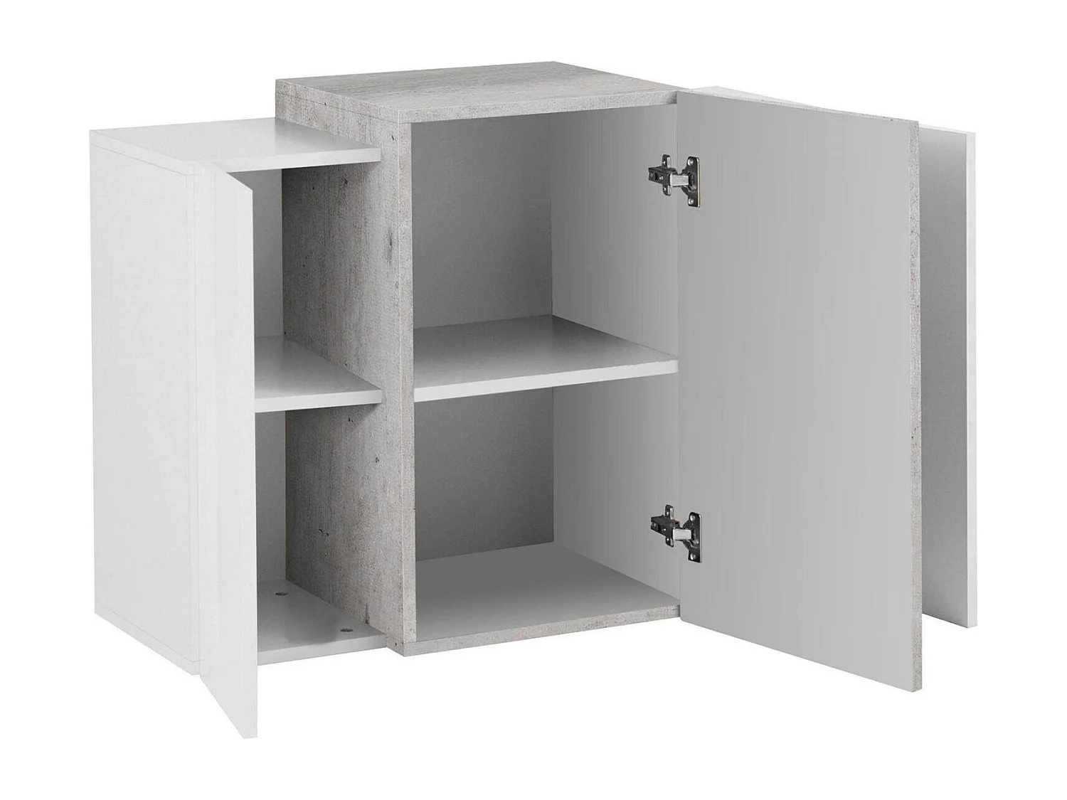 Armário suspenso Michael, Guarda-roupa multiuso, Armário de parede, 100% Fabricado na Itália, 90x38h66 cm, Branco brilhante e ardósia