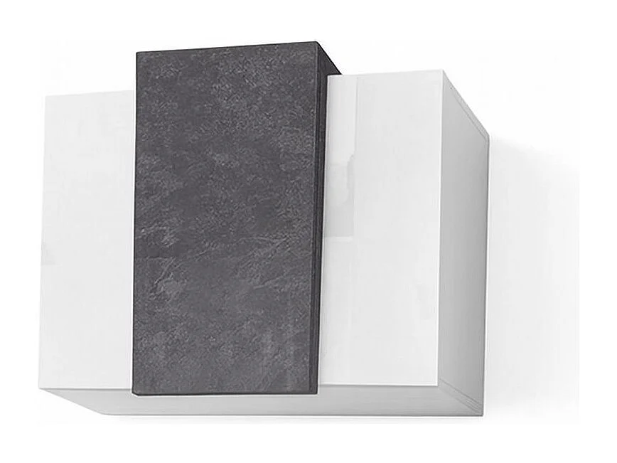 Armário suspenso Michael, Guarda-roupa multiuso, Armário de parede, 100% Fabricado na Itália, 90x38h66 cm, Branco brilhante e ardósia