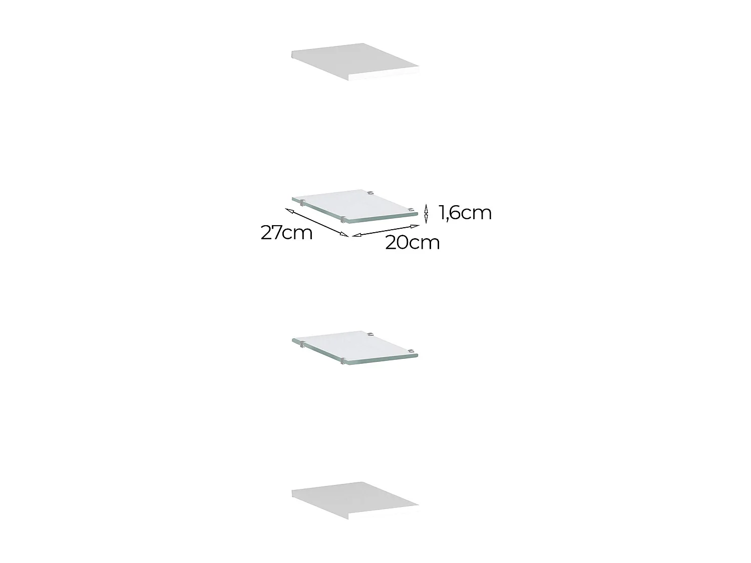 Mensola Emanuele, Ripiani aperti, 100% Made in Italy, cm 20x27h2, Bianco lucido