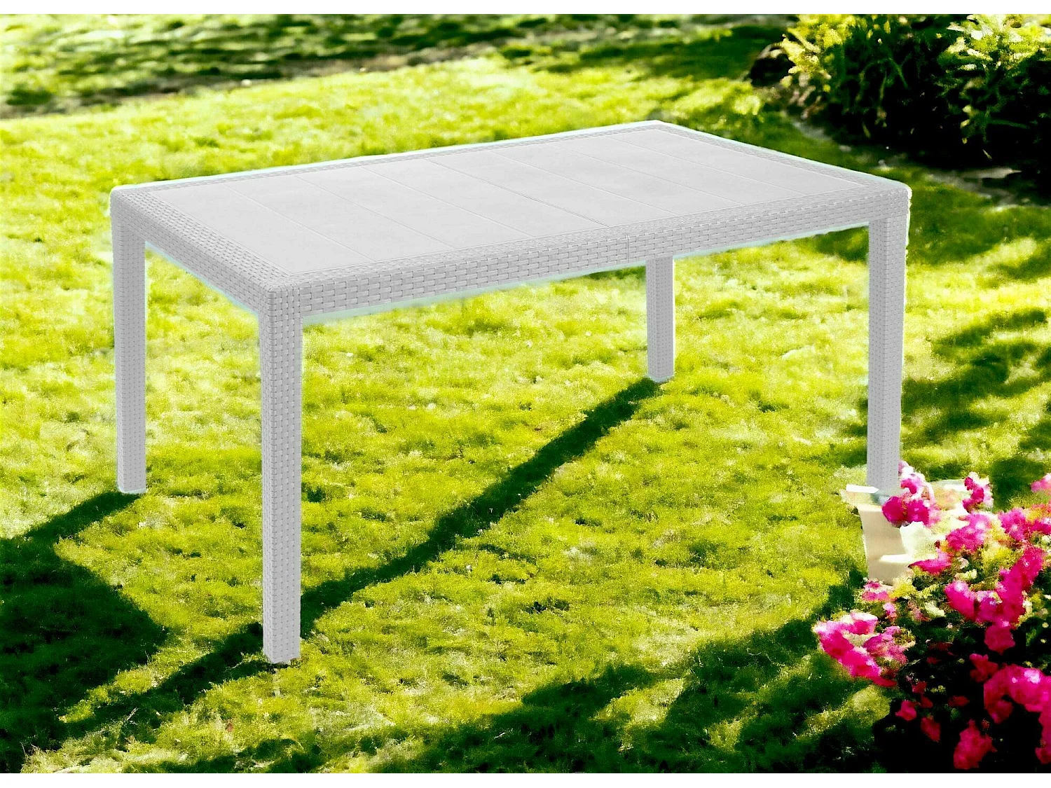 Dmora Buiten Tafel Imola 78x138x72h cm Wit 8 Pers. Waterdicht, Hydrofobisch, Vast, Made in Italy