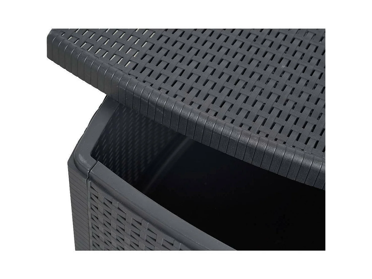 Table basse d'extérieur Faenza, Table de rangement polyvalente, Etagère basse effet rotin, 100% Made in Italy, 53x53h40 cm, Anthracite