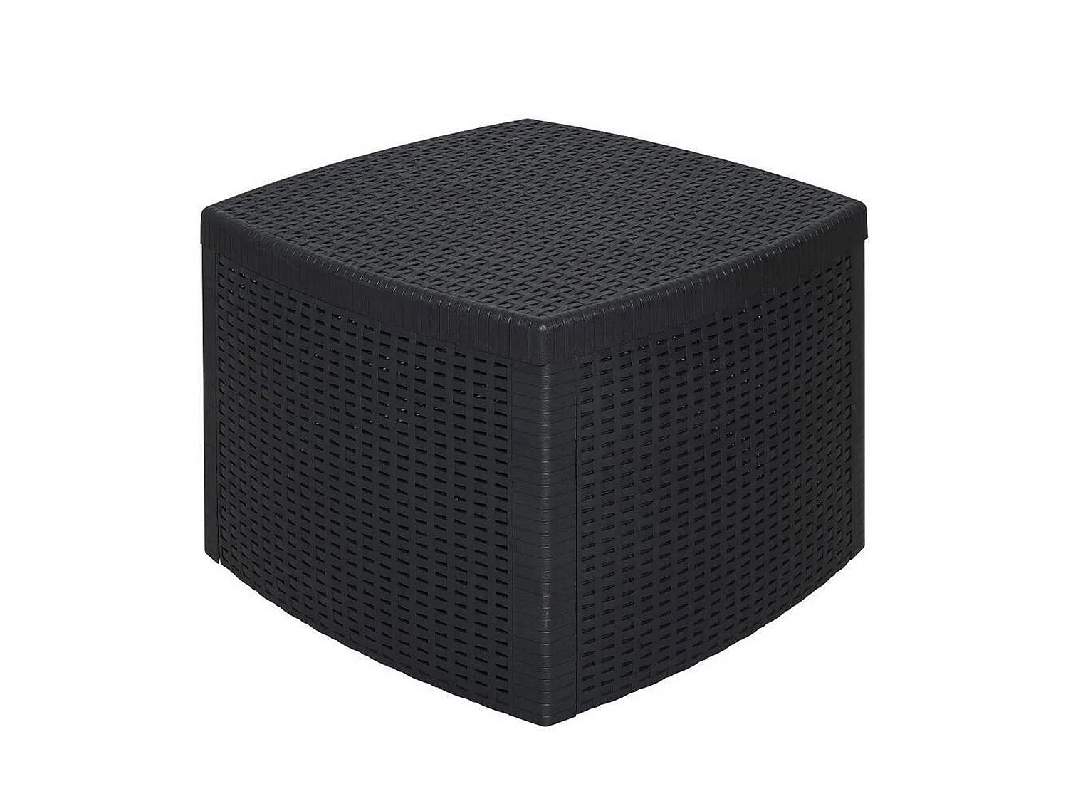 Table basse d'extérieur Faenza, Table de rangement polyvalente, Etagère basse effet rotin, 100% Made in Italy, 53x53h40 cm, Anthracite