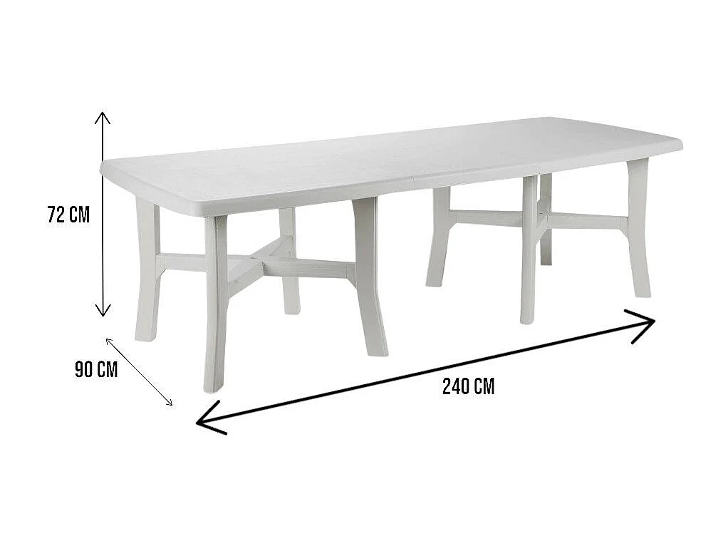 Table d'extérieur Messina, Étagère à manger extensible, Table de jardin rectangulaire polyvalente, 100% Made in Italy, 160x90h72 cm, Blanc