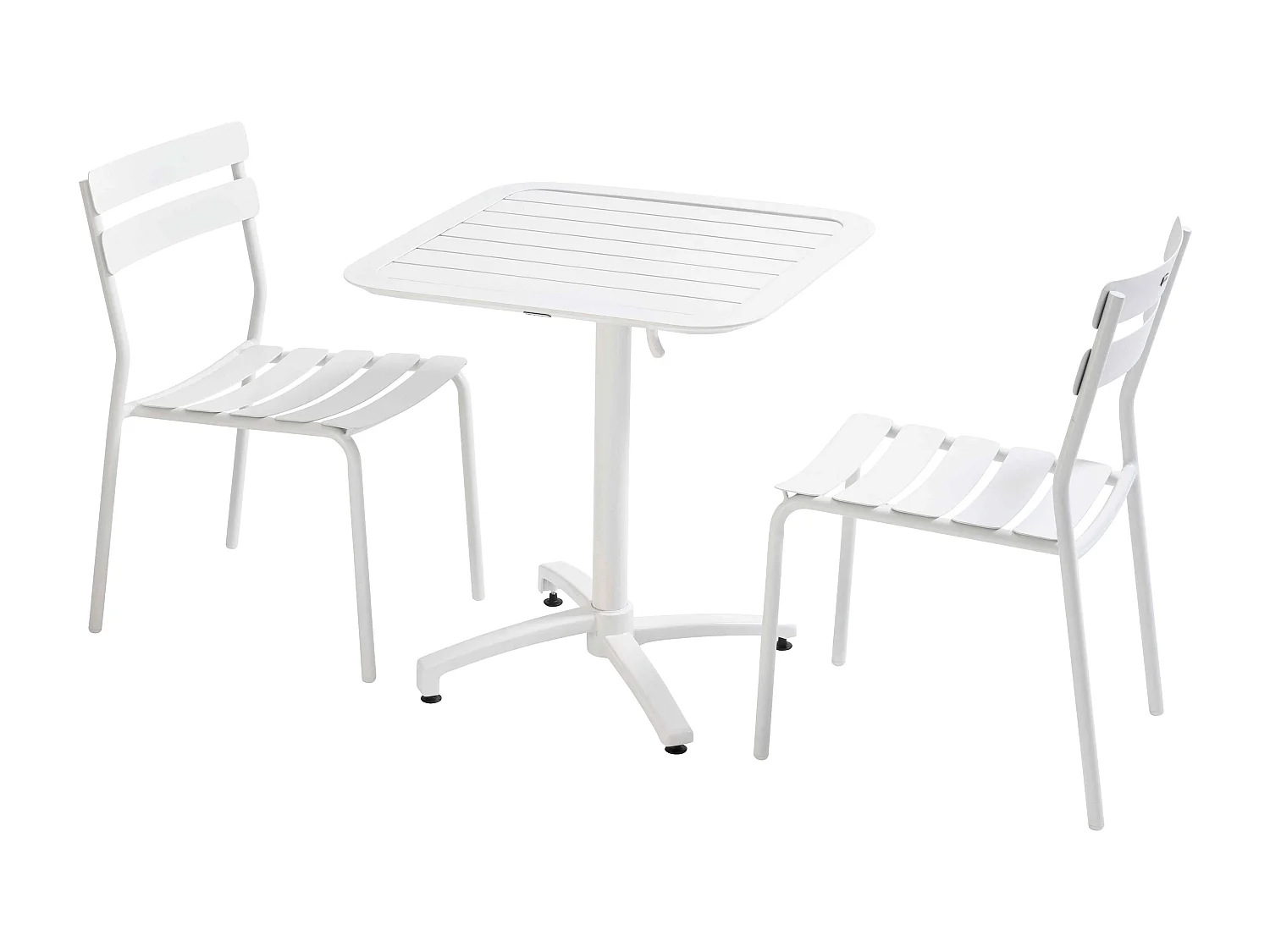 Ensemble table inclinable de terrasse 70 x 70 cm et 2 chaises blanc