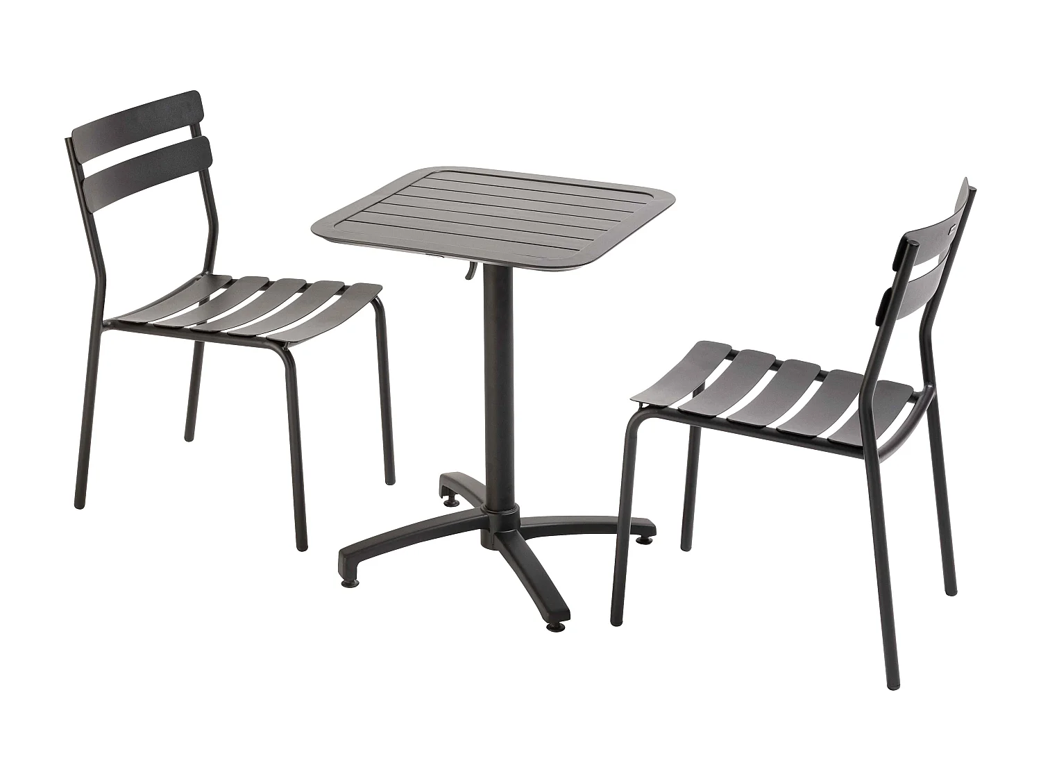 Table de terrasse inclinable 60 x 60 cm et 2 chaises noir