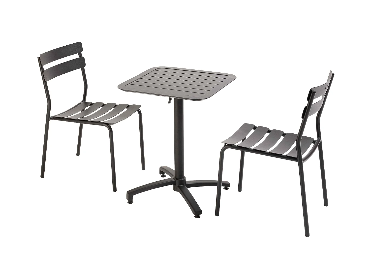Table de terrasse inclinable 60 x 60 cm et 2 chaises noir