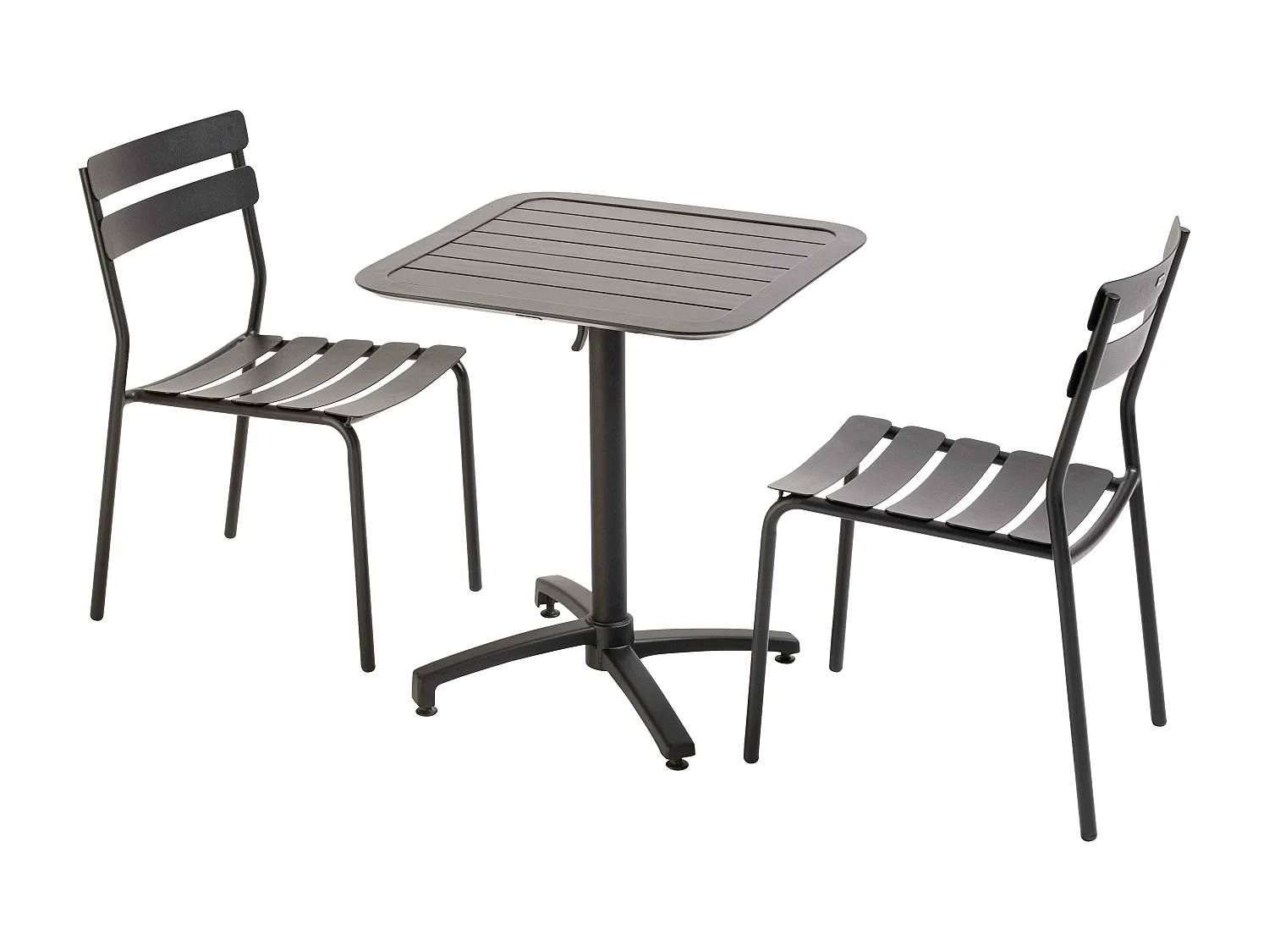 Ensemble table inclinable de terrasse 70 x 70 cm et 2 chaises noir