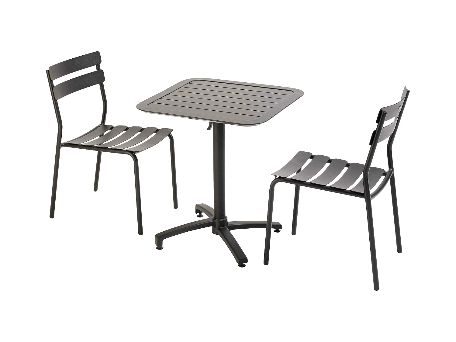 Ensemble table inclinable de terrasse 70 x 70 cm et 2 chaises noir