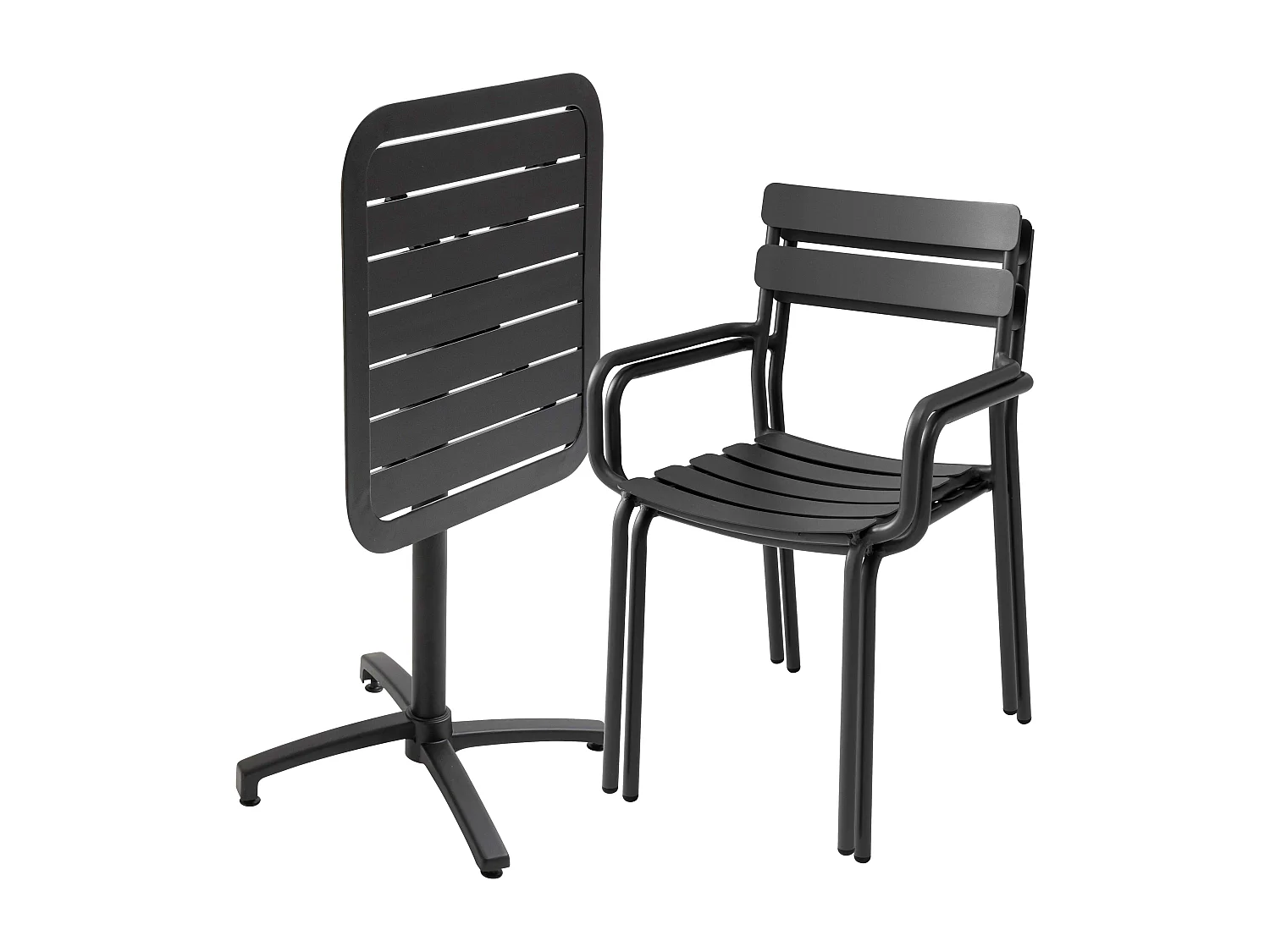 Klaptafel 70 x 70 cm en 2 stoelen zwart