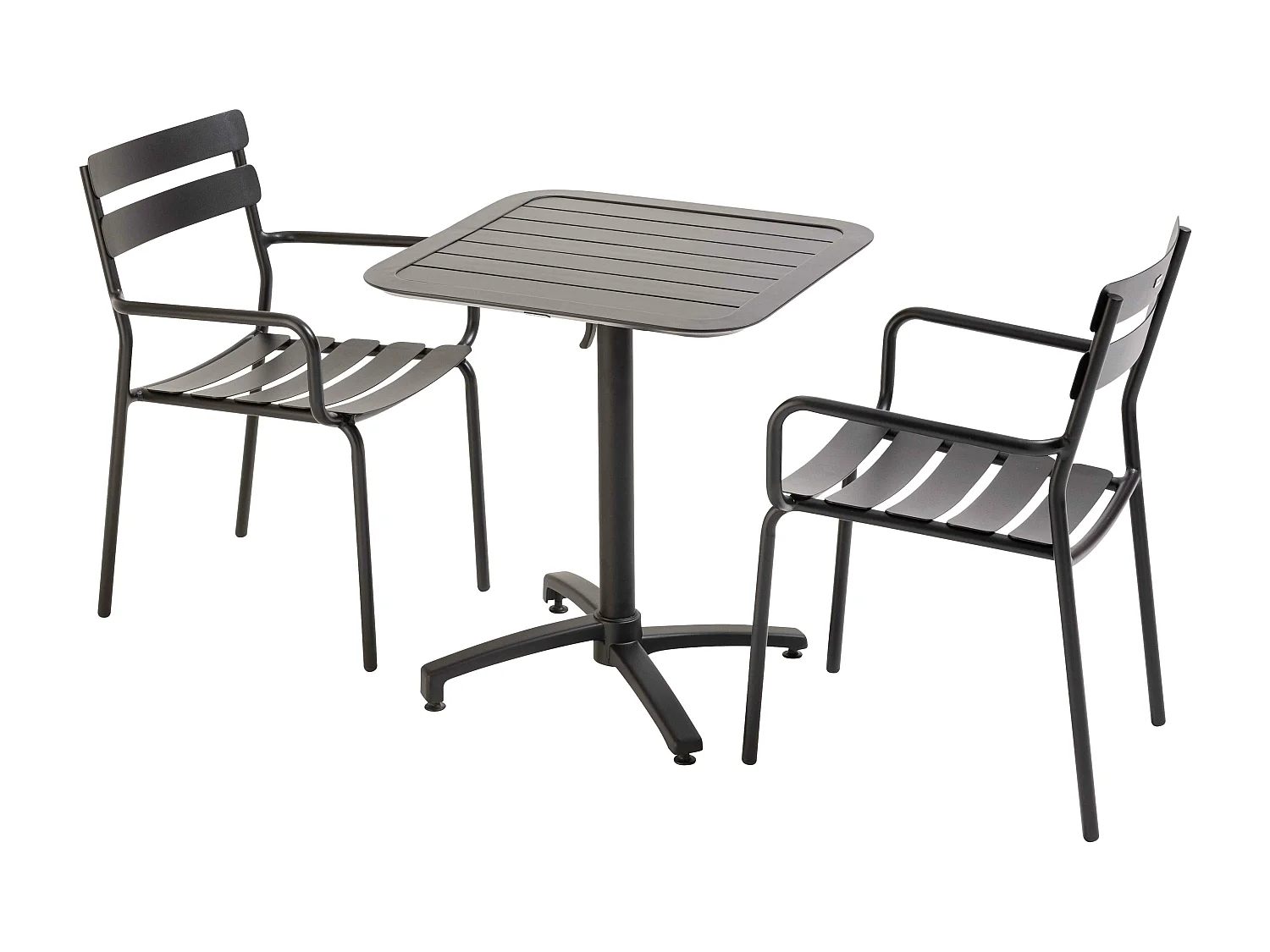 Klaptafel 70 x 70 cm en 2 stoelen zwart