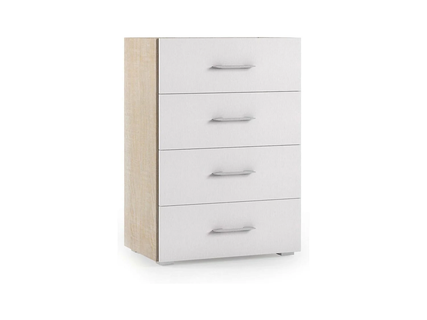 Commode Primula, Commode 4 tiroirs pour chambre à coucher, Bureau polyvalent ou meuble d'étude, 60x41h87 cm, Chêne et Blanc