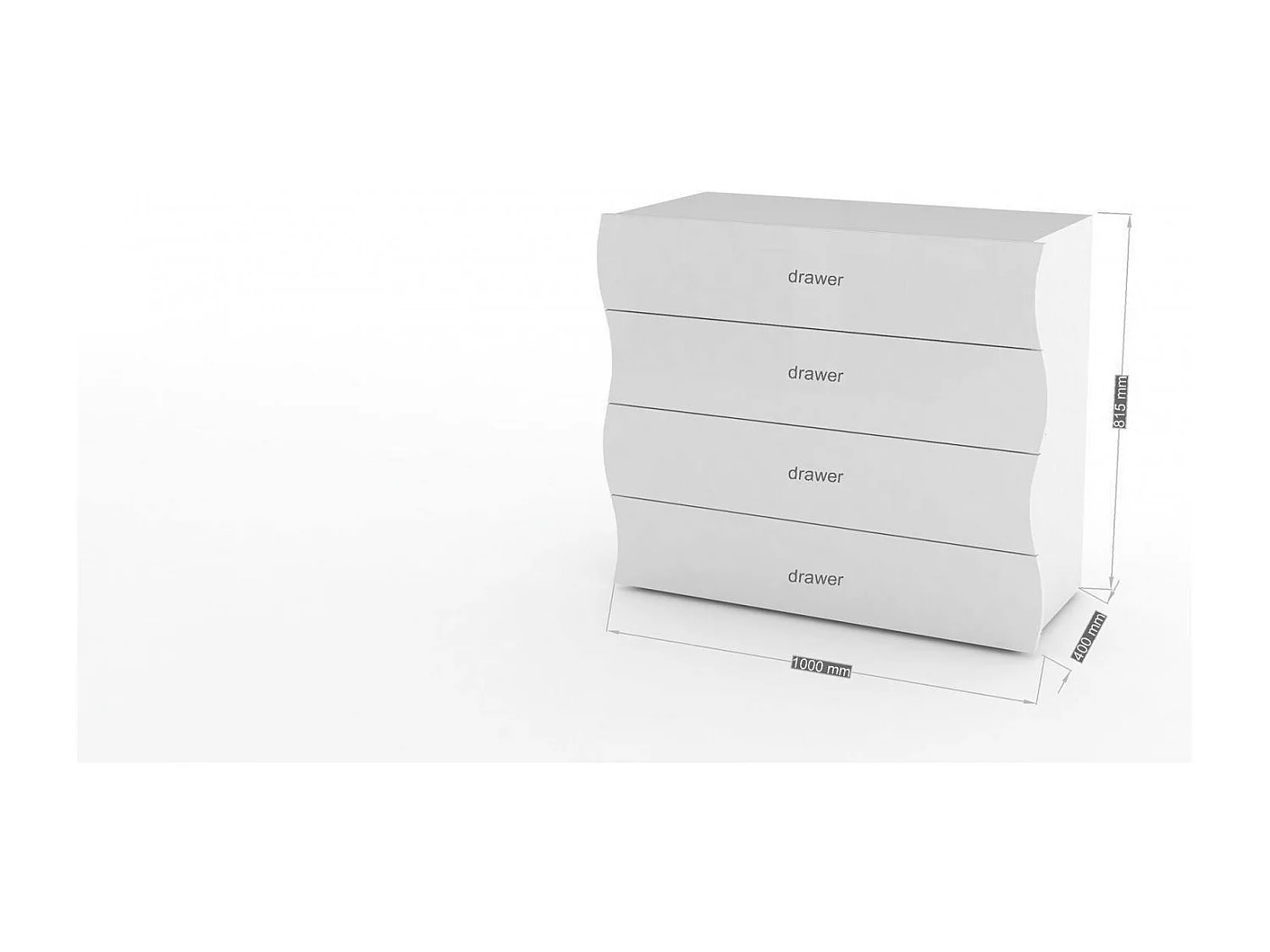 Commode Mattia, Commode 4 tiroirs, Commode de chambre, 100% Made in Italy, 98x40h82 cm, Blanc brillant