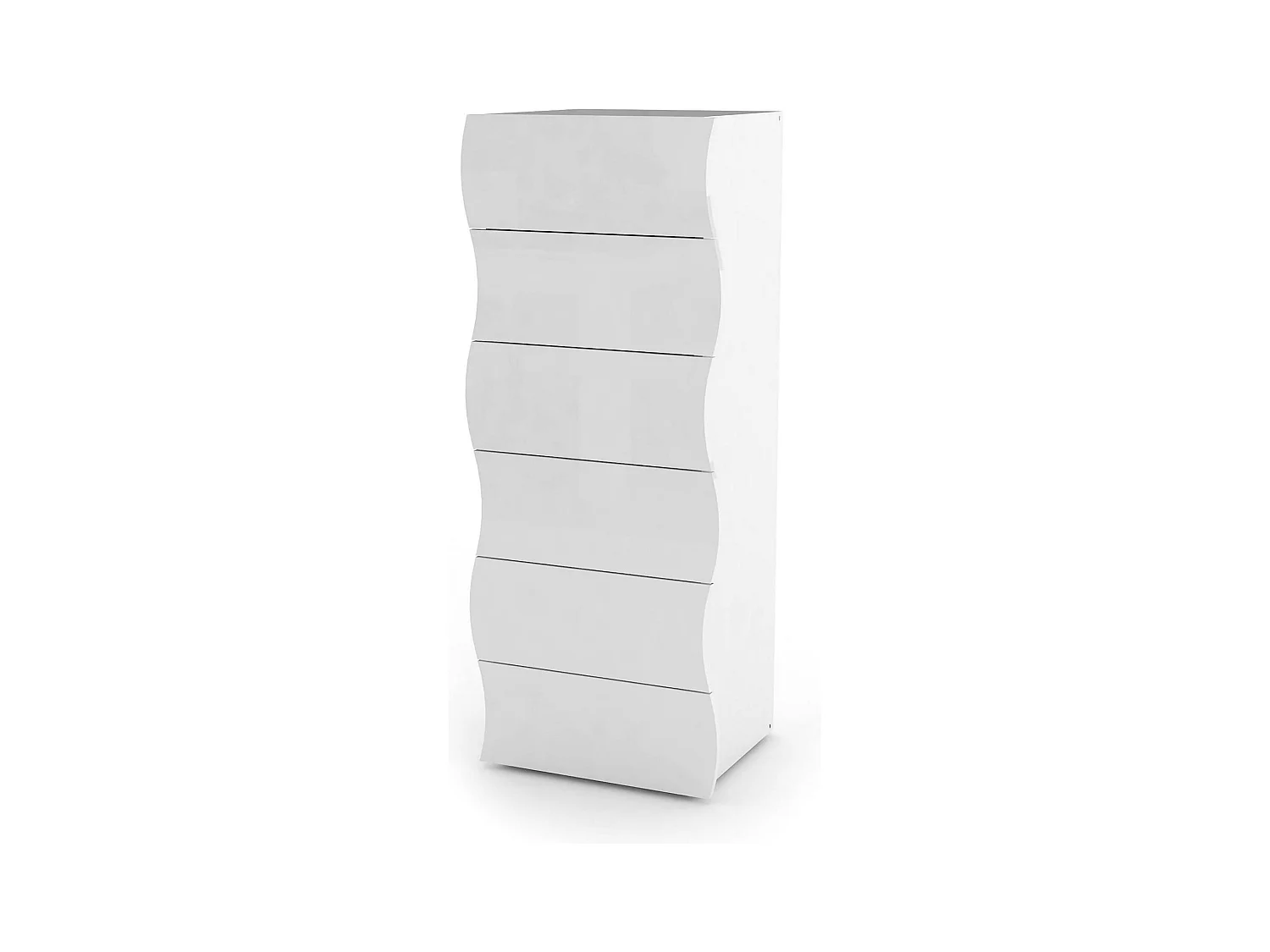 Commode Matteo, Commode 6 tiroirs, Commode de chambre, 100% Made in Italy, 50x40h122 cm, Blanc brillant