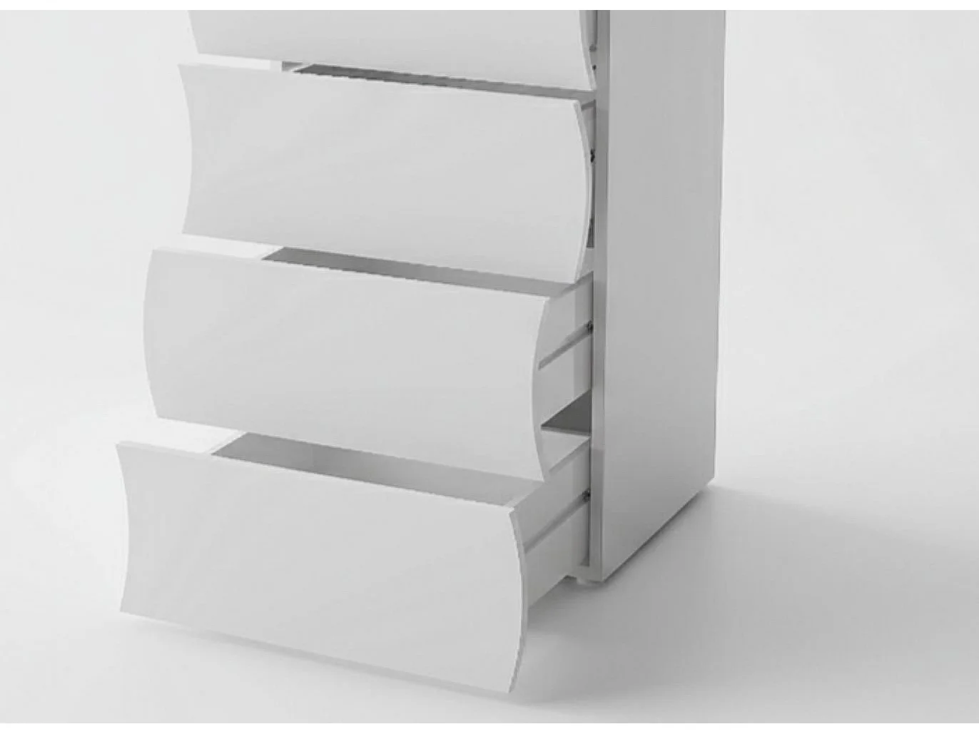 Commode Matteo, Commode 6 tiroirs, Commode de chambre, 100% Made in Italy, 50x40h122 cm, Blanc brillant