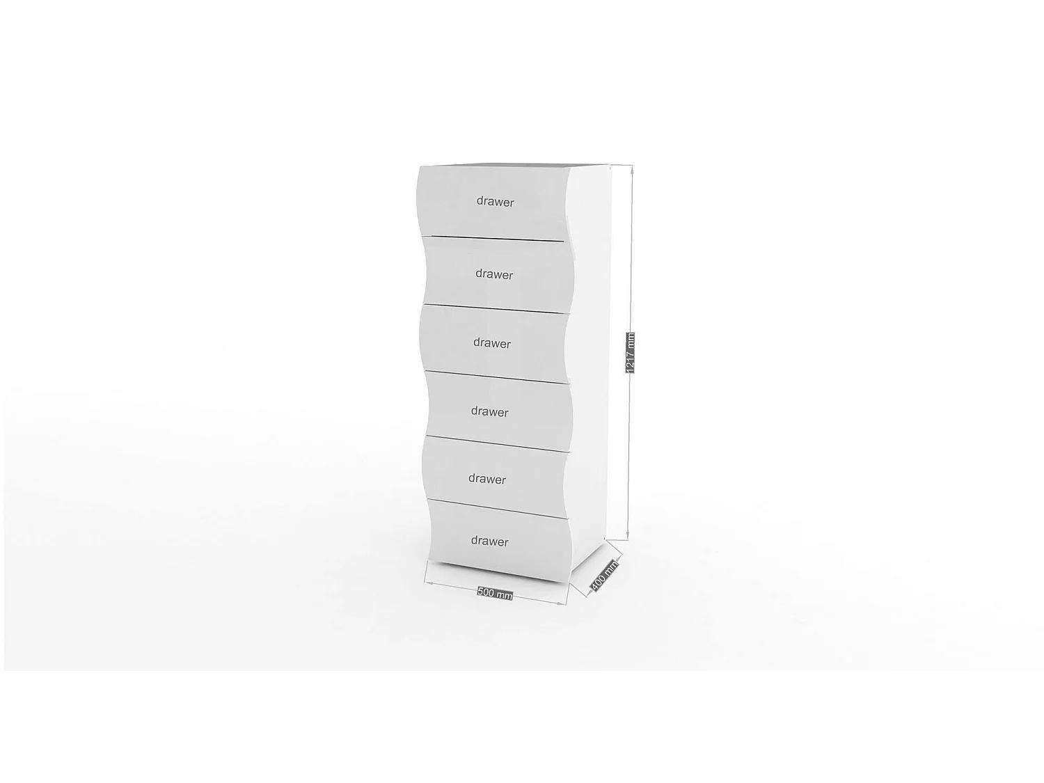 Commode Matteo, Commode 6 tiroirs, Commode de chambre, 100% Made in Italy, 50x40h122 cm, Blanc brillant