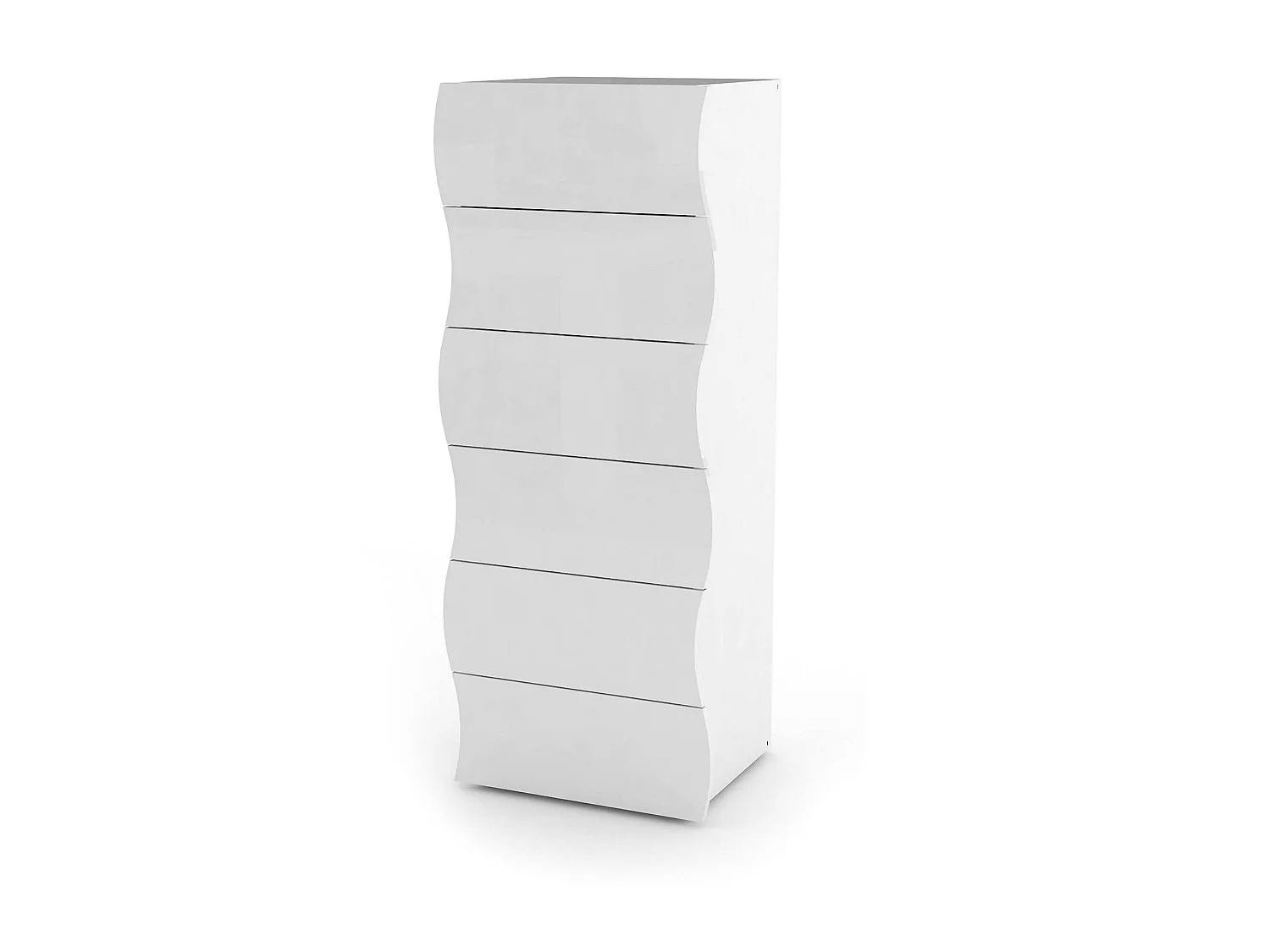 Commode Matteo, Commode 6 tiroirs, Commode de chambre, 100% Made in Italy, 50x40h122 cm, Blanc brillant