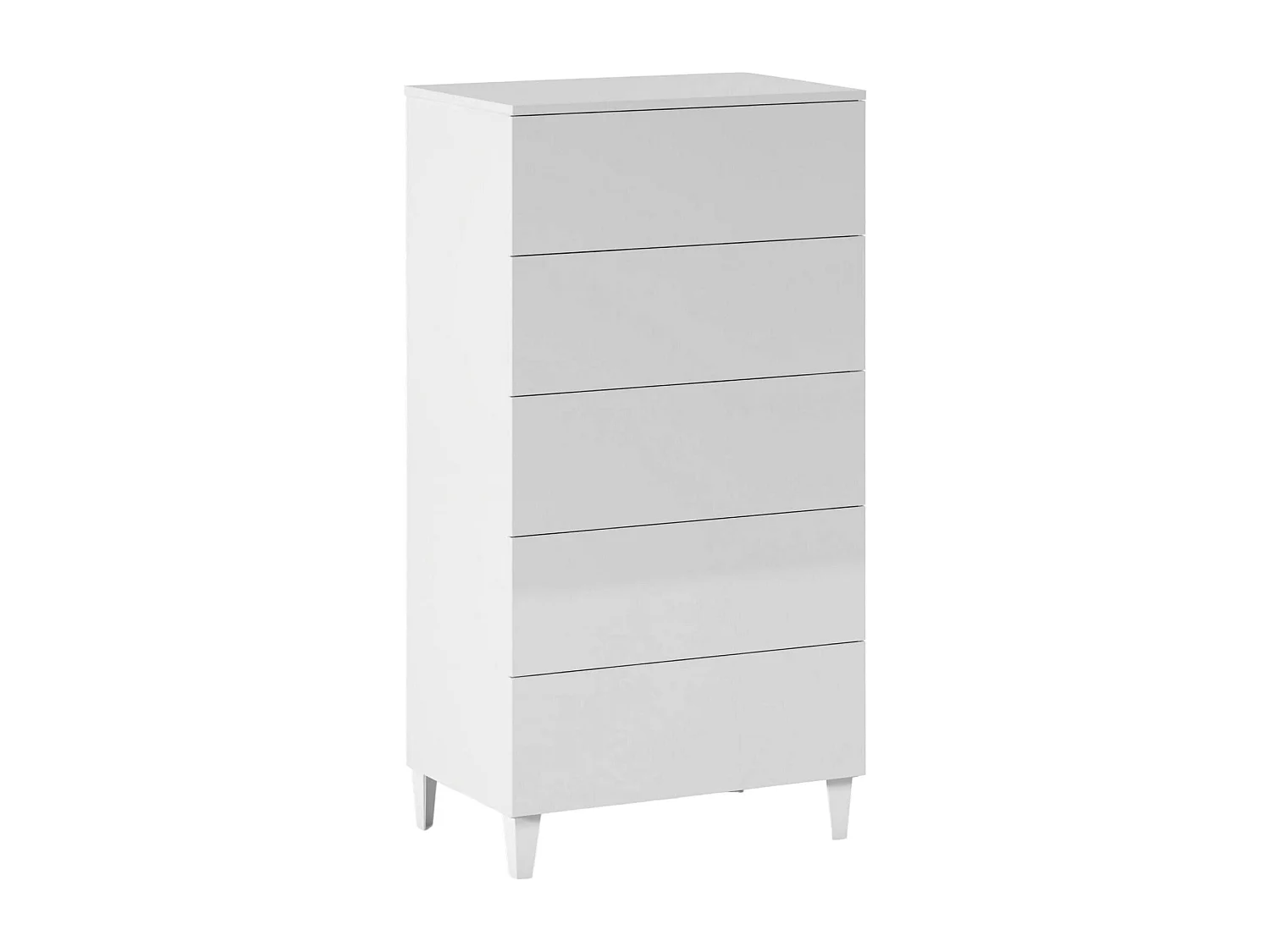 Dmora Ladekast Roseville 40x61x117h cm Wit, 5 Laden: Schuifopening en -sluiting