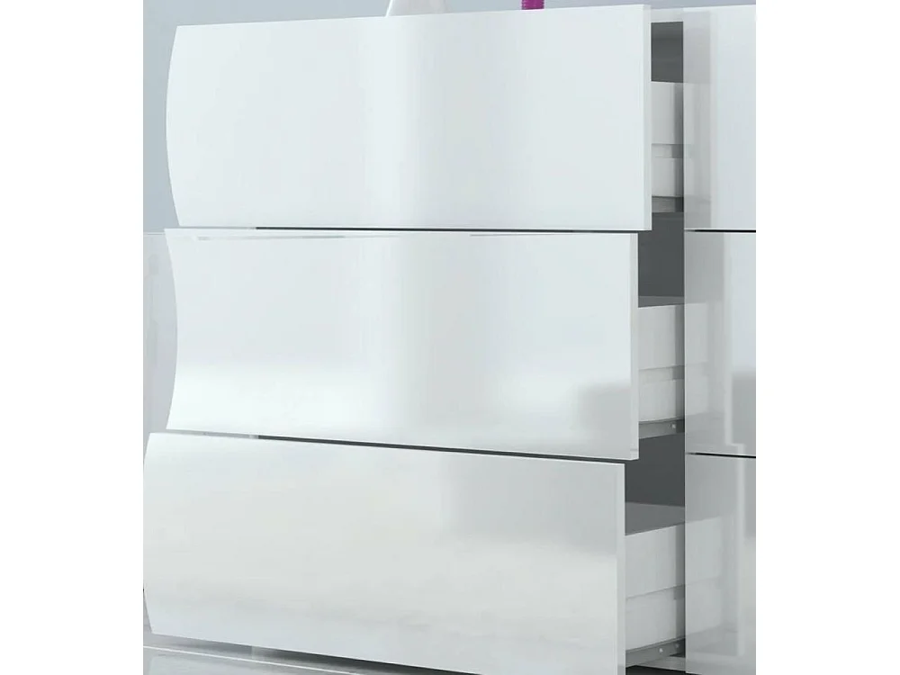 Tyler ladekast, ladekast met 6 laden, slaapkamerdressoir, 100% Made in Italy, glanzend wit, 155x40h82 cm