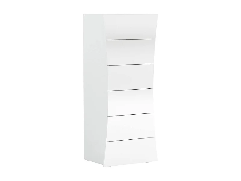 Commode Michele, Commode 6 tiroirs, Commode de chambre, 100% Made in Italy, 50x40h122 cm, Blanc brillant