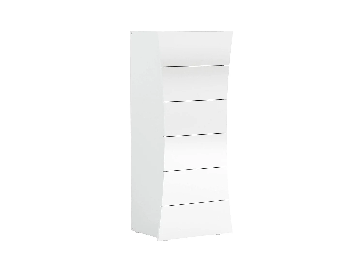Commode Michele, Commode 6 tiroirs, Commode de chambre, 100% Made in Italy, 50x40h122 cm, Blanc brillant