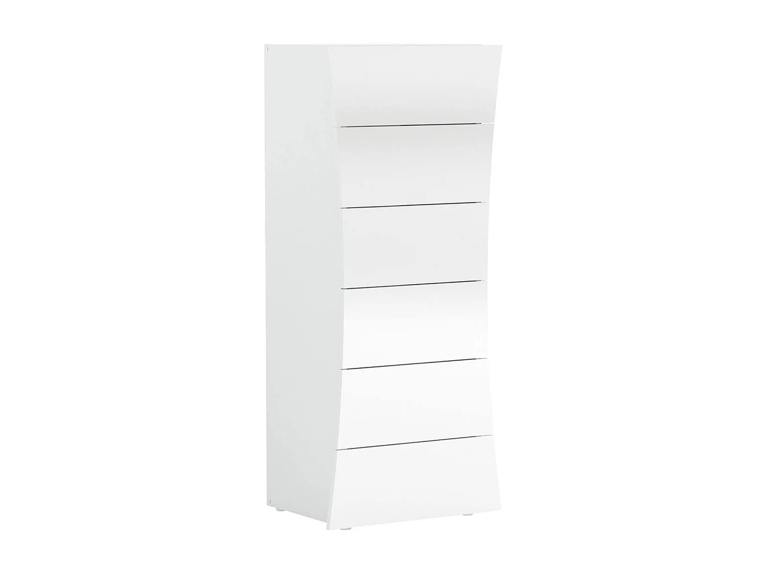 Commode Michele, Commode 6 tiroirs, Commode de chambre, 100% Made in Italy, 50x40h122 cm, Blanc brillant