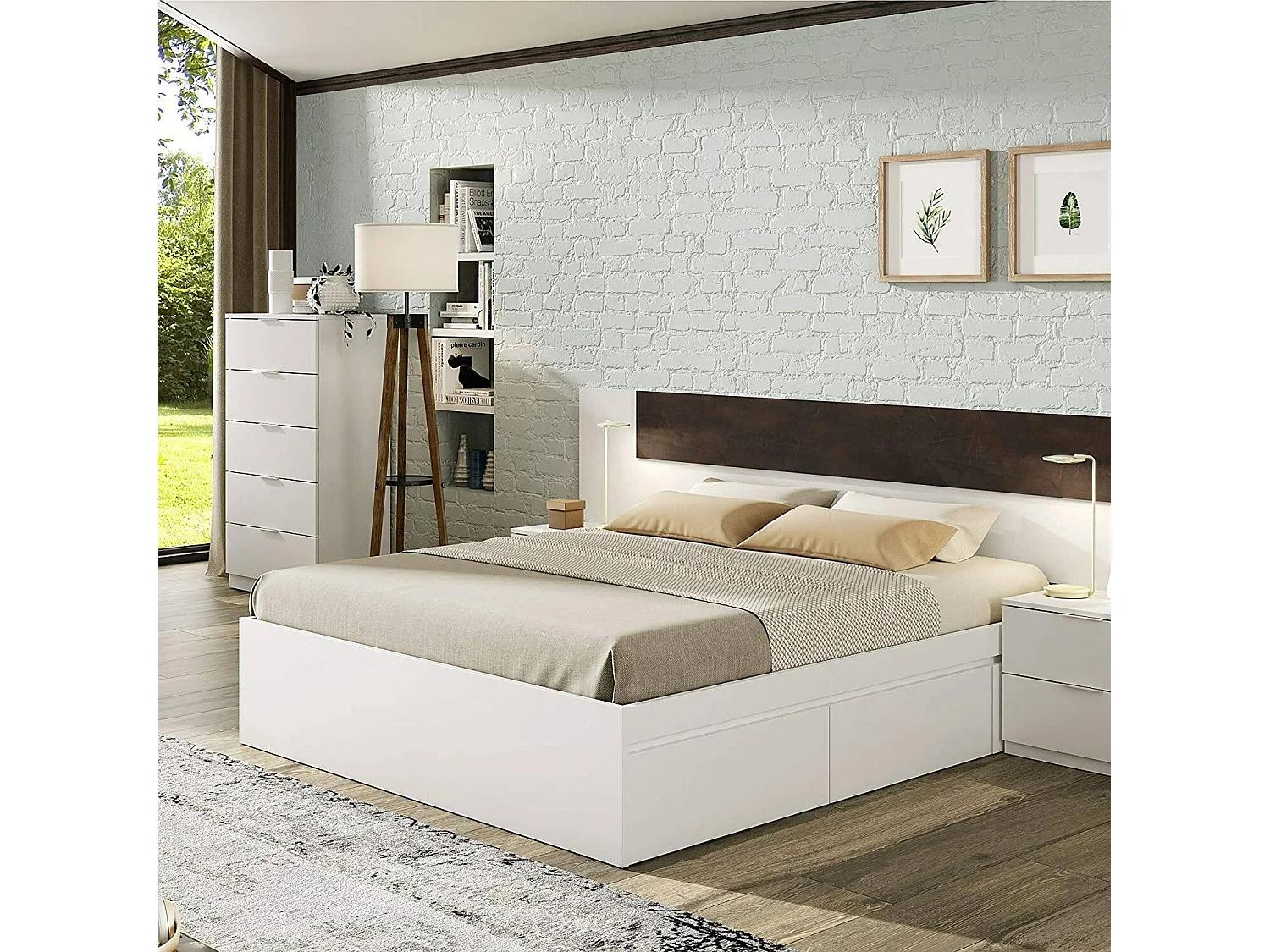 Cómoda Mesquite, Cómoda de 5 cajones, Cómoda para dormitorio, Cómoda moderna, 60x40h110 cm, Blanco