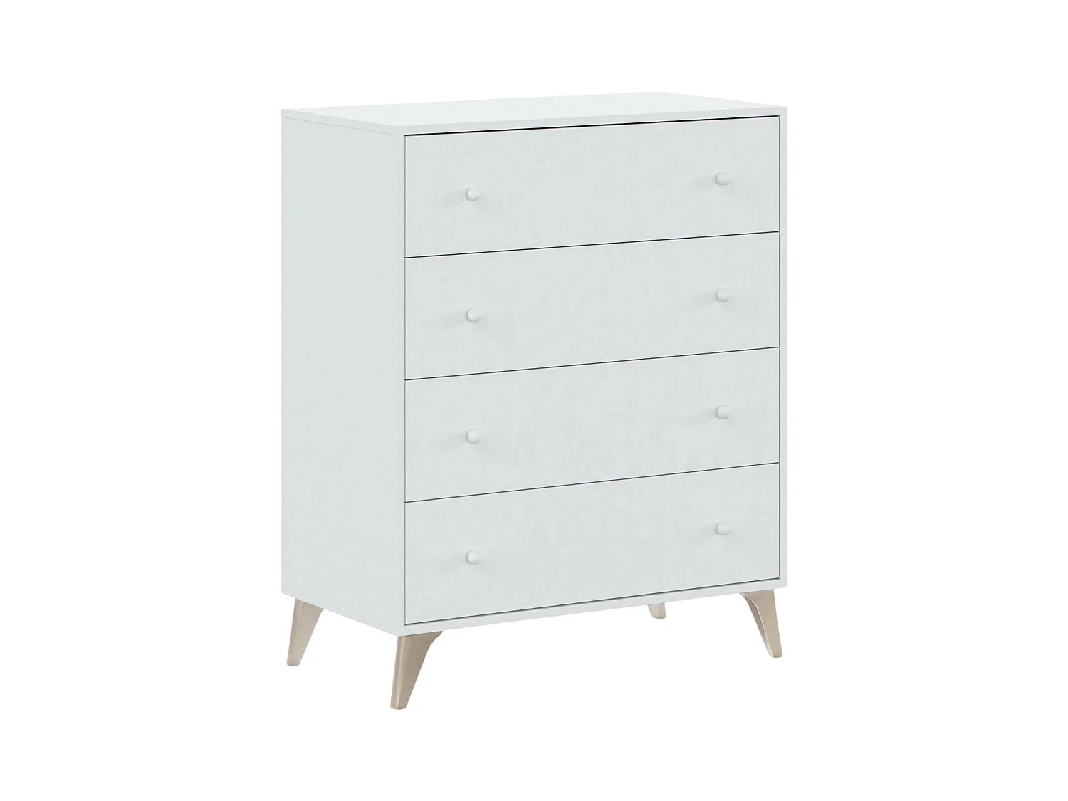 Denver ladekast, ladekast met 4 laden, Ladekast voor de slaapkamer, Moderne ladekast, 78x40h95 cm, Wit