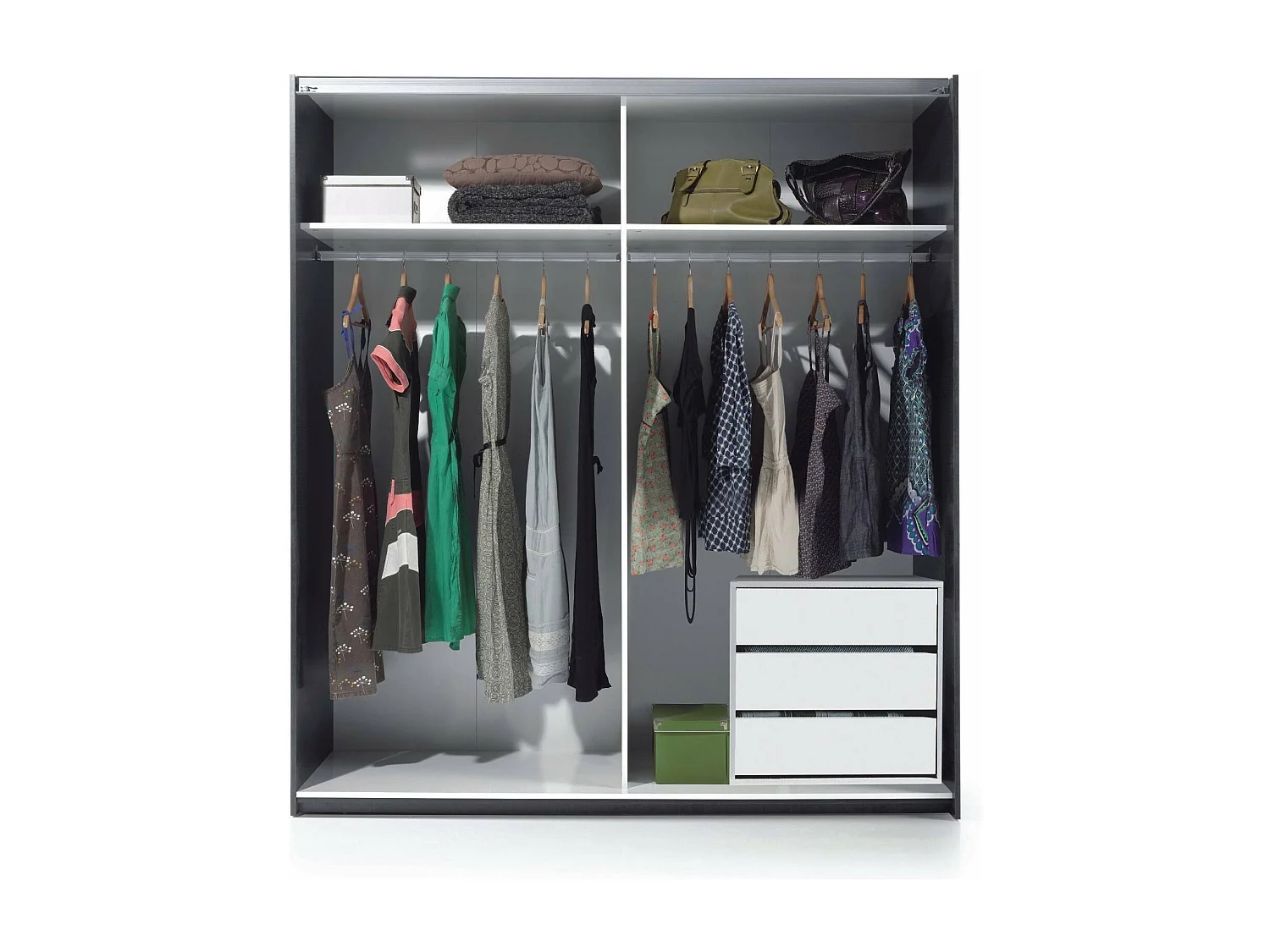 Cassettiera Newport, Settimanale a 3 cassetti, Mobile Comò basso per interno armadio, Settimanale moderno, 60x44h57 cm, Bianco