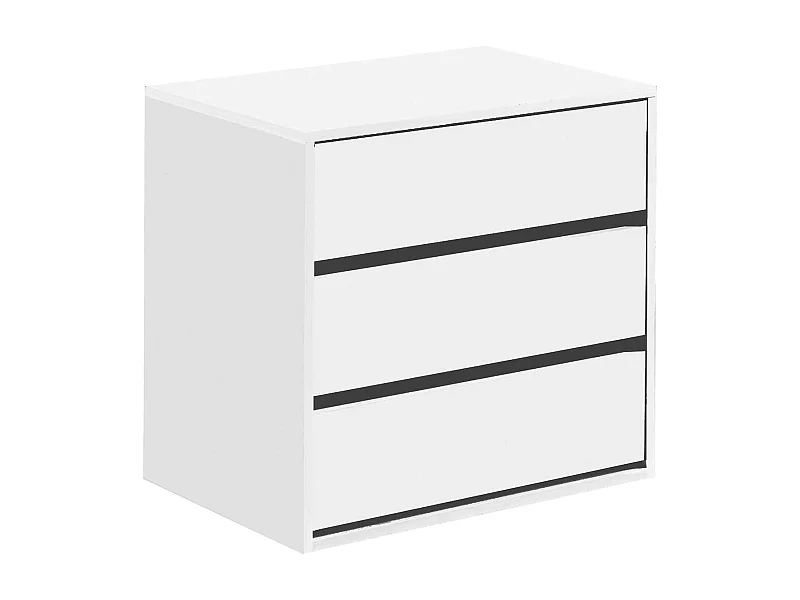 Commode Newport, Commode avec 3 tiroirs, Commode basse pour intérieurs de garde-robe, Commode moderne, 60x44h57 cm, Blanc