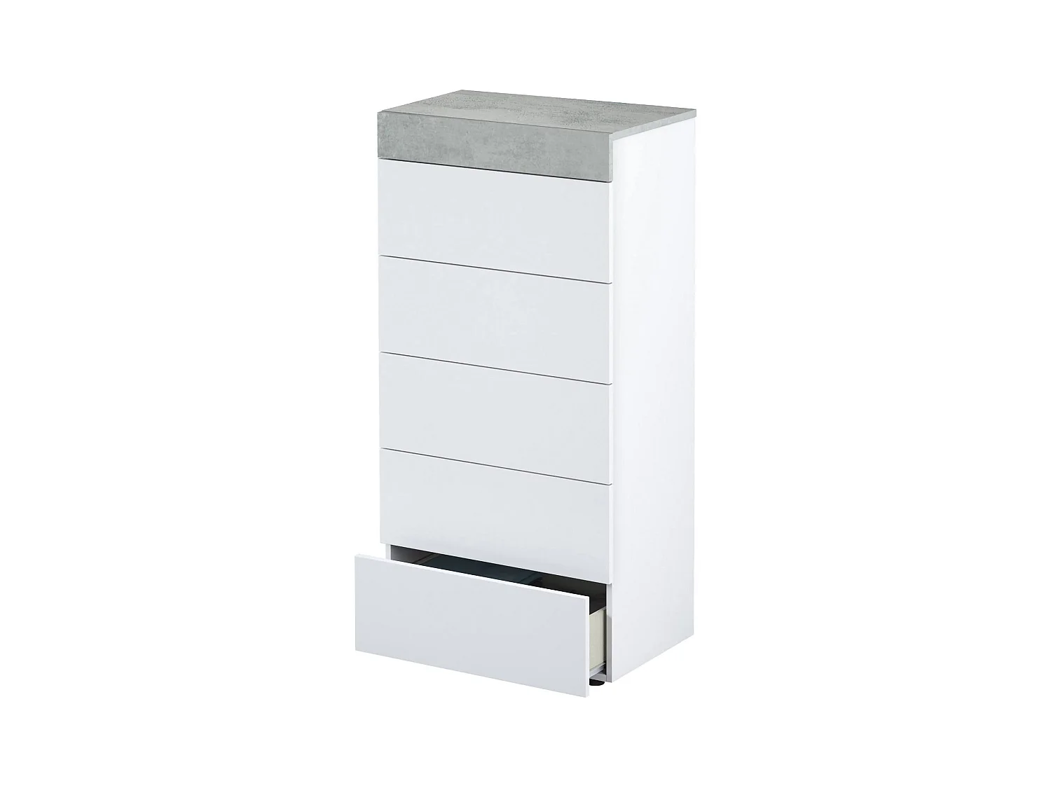 Commode Irving, commode 5 tiroirs, commode pour la chambre, commode moderne, 61x40h118 cm, blanc