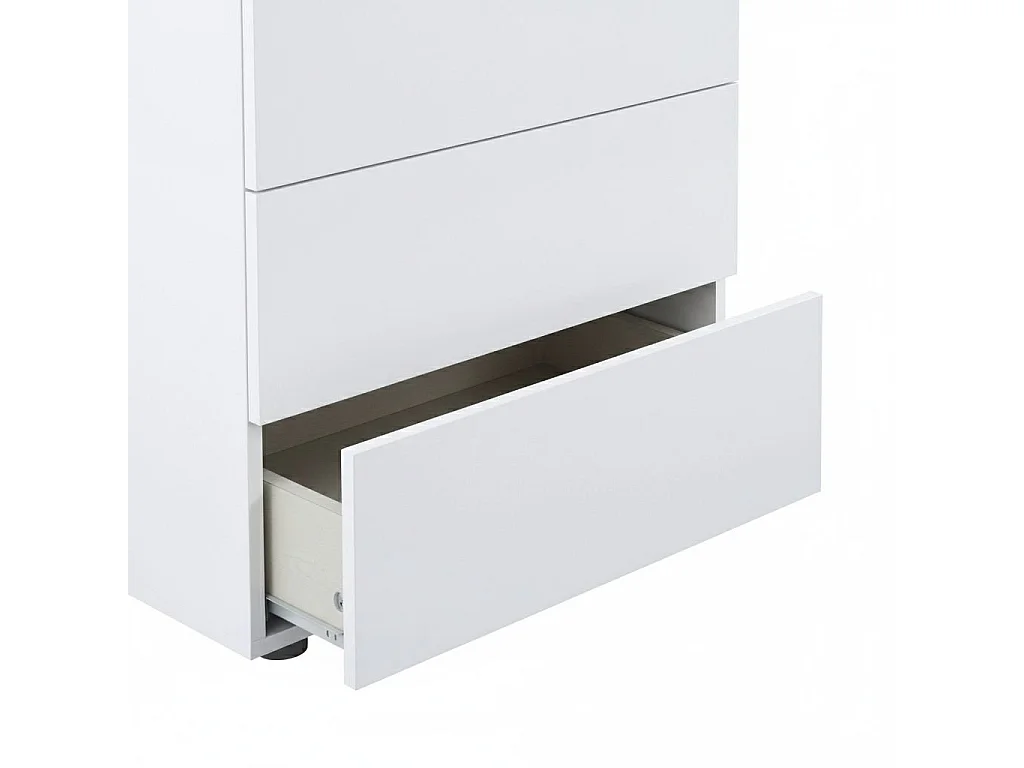 Commode Irving, commode 5 tiroirs, commode pour la chambre, commode moderne, 61x40h118 cm, blanc