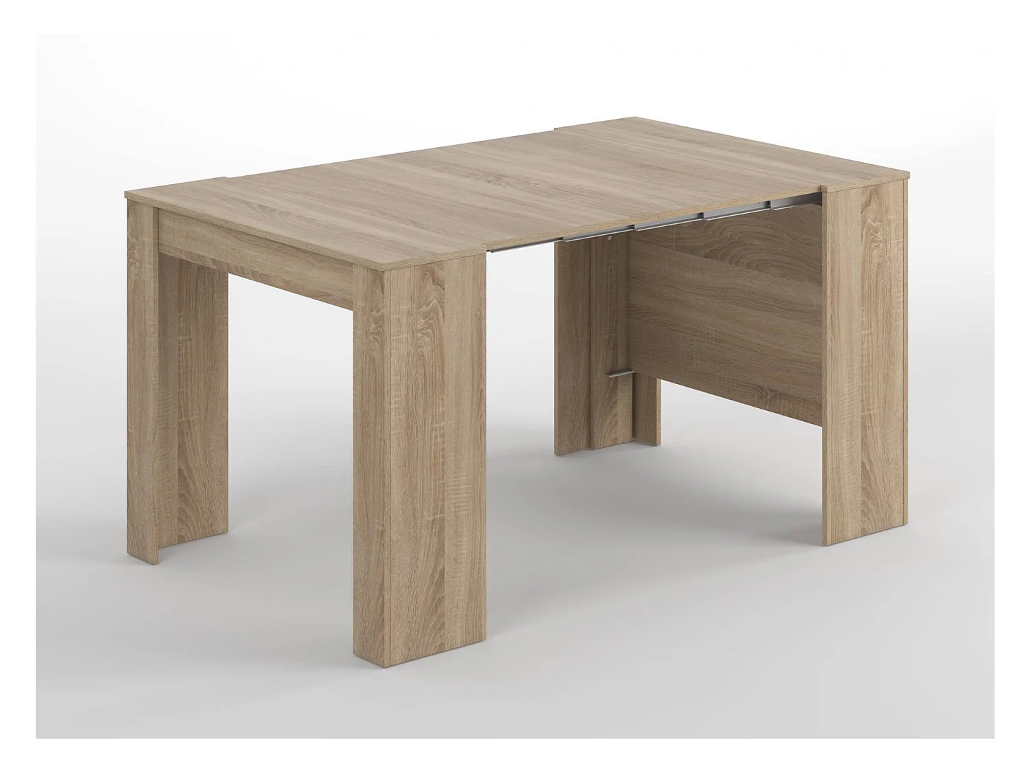 Console Compton, Table à manger extensible, Table avec rallonges polyvalentes extensible jusqu'à 10 places, 51/237x90h78 cm, Chêne