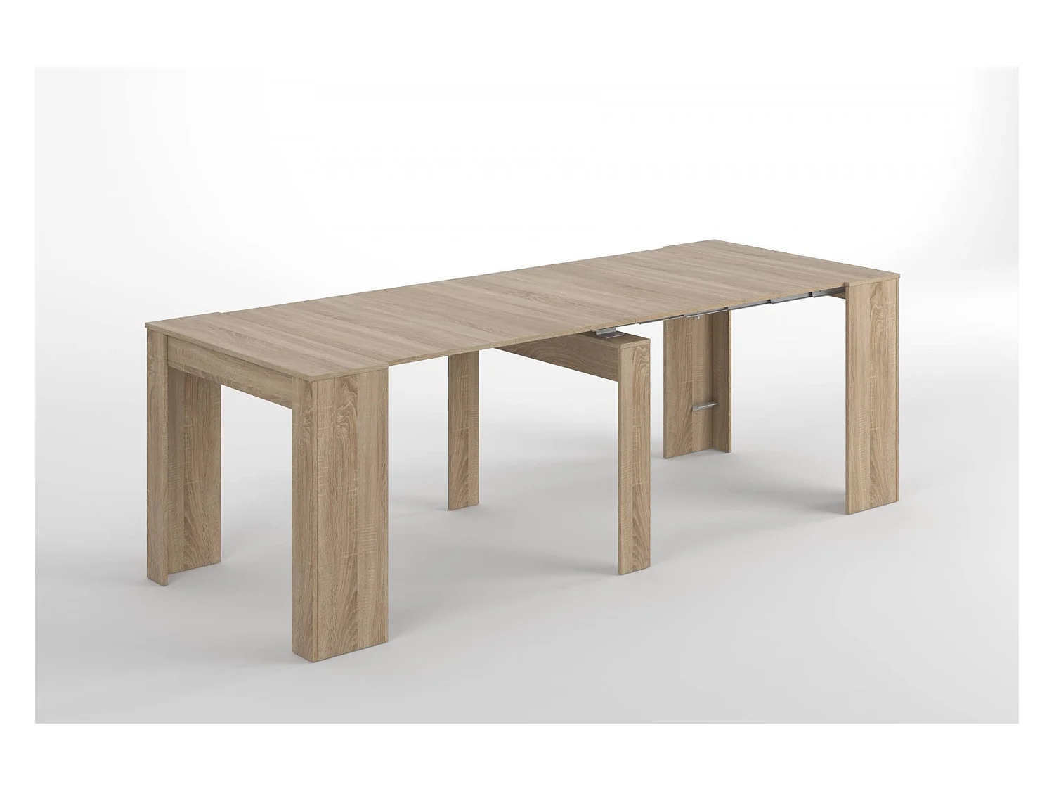 Console Compton, Table à manger extensible, Table avec rallonges polyvalentes extensible jusqu'à 10 places, 51/237x90h78 cm, Chêne