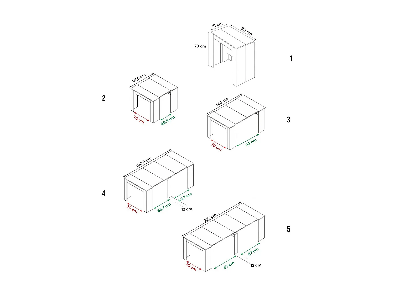 Compton console, Uitschuifbare eettafel, Tafel met multifunctionele verlengstukken uitschuifbaar tot 10 zitplaatsen, 51/237x90h78 cm, Eiken