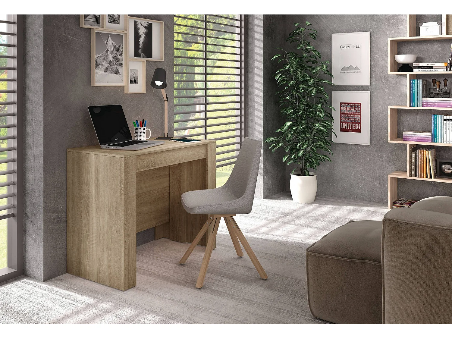 Compton console, Uitschuifbare eettafel, Tafel met multifunctionele verlengstukken uitschuifbaar tot 10 zitplaatsen, 51/237x90h78 cm, Eiken