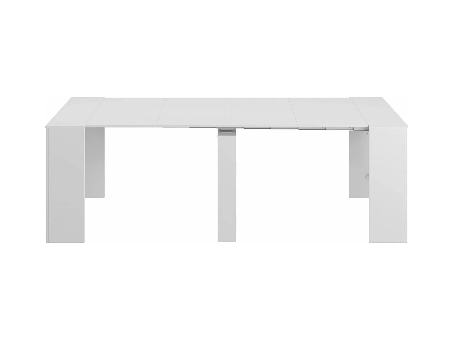 Console Compton, Table à manger extensible, Table avec rallonges polyvalentes extensible jusqu'à 10 places, 51/237x90h78 cm, Blanc Brillant