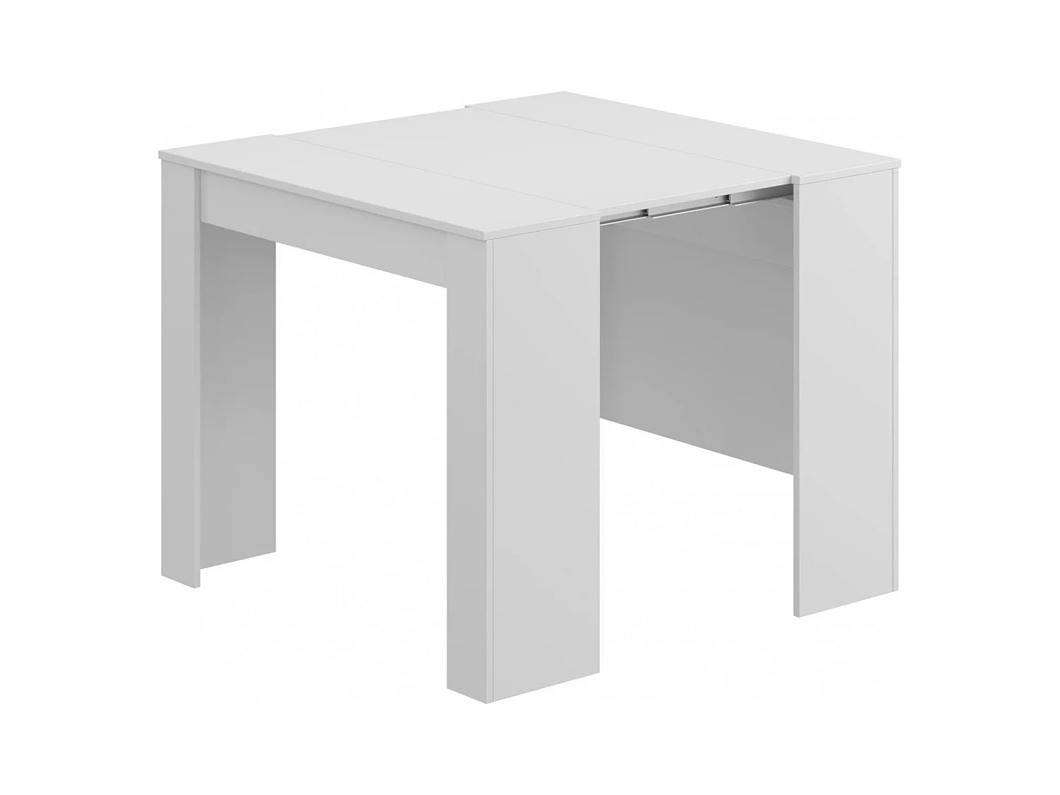 Console Compton, Table à manger extensible, Table avec rallonges polyvalentes extensible jusqu'à 10 places, 51/237x90h78 cm, Blanc Brillant