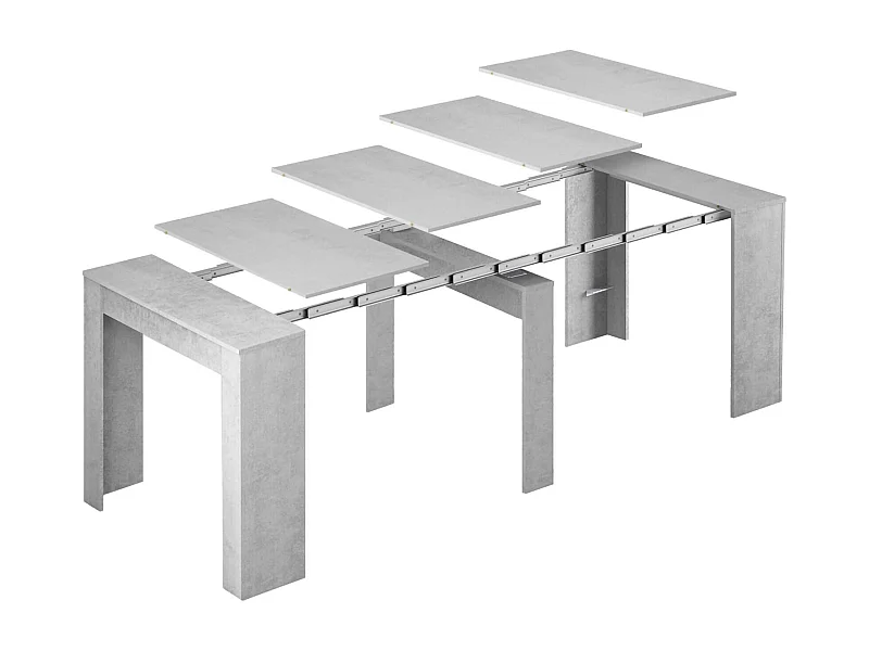 Compton-Konsole, ausziehbarer Esstisch, Tisch mit Mehrzweckverlängerungen, ausziehbar auf bis zu 10 Sitzplätze, 51/237 x 90 x 78 cm, Zement