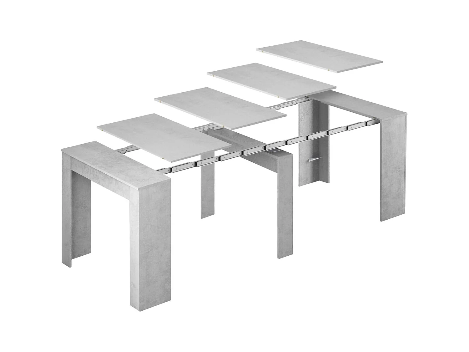 Console Compton, Table à manger extensible, Table avec rallonges polyvalentes extensible jusqu'à 10 places, 51/237x90h78 cm, Ciment