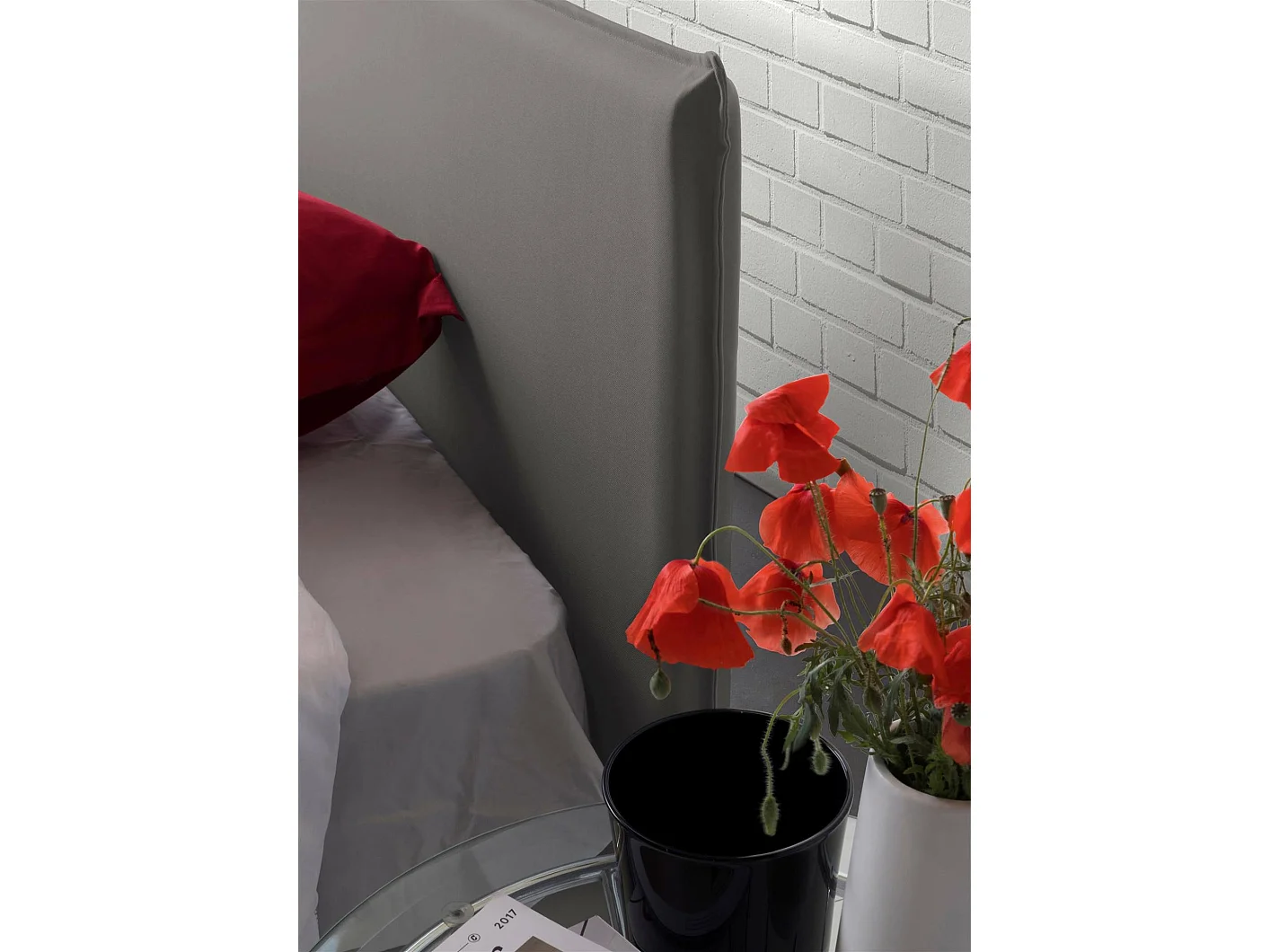 Talamo Italia Eenpersoonsbed Chelsea Grijs, Afneembare Hoes, Opbergruimte, Matrasmaat 90x190 cm Made in Italy