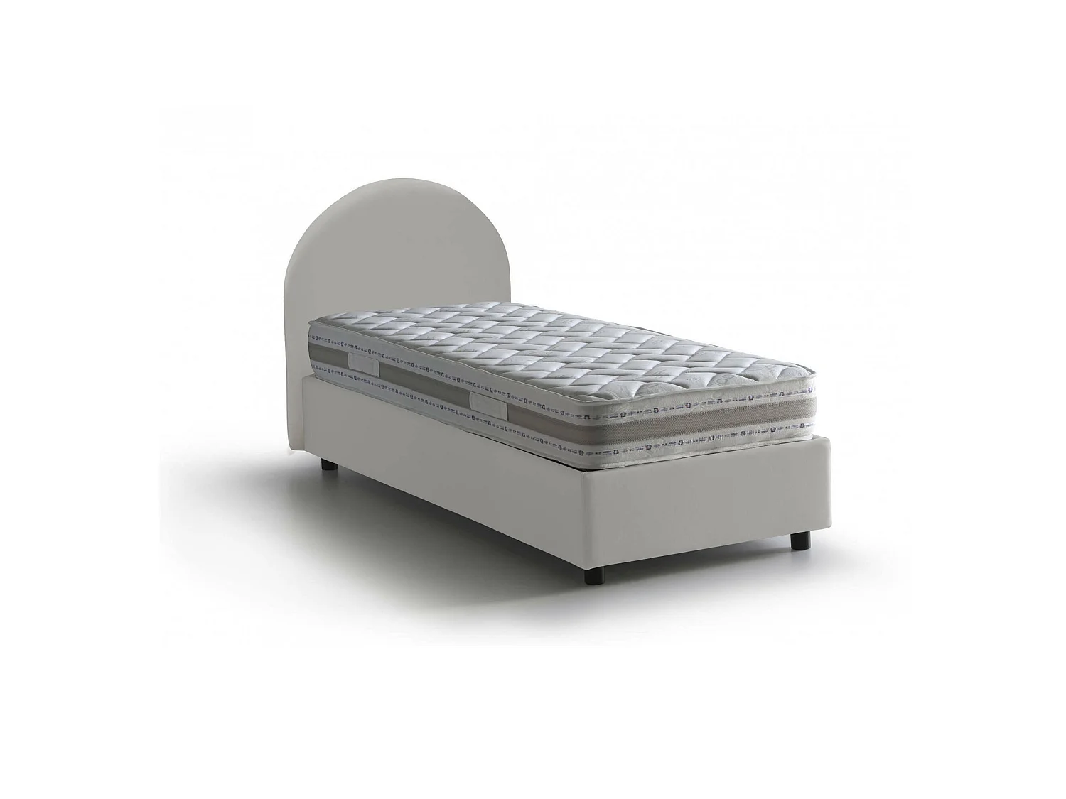 Lit simple Alice, Lit coffre avec revêtement en éco-cuir, 100% Made in Italy, Ouverture frontale, avec matelas 80x190 cm inclus, Blanc