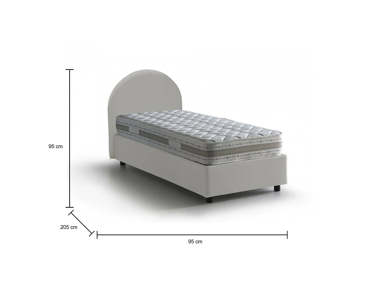 Lit simple Alice, Lit coffre avec revêtement en éco-cuir, 100% Made in Italy, Ouverture frontale, avec matelas 80x190 cm inclus, Blanc