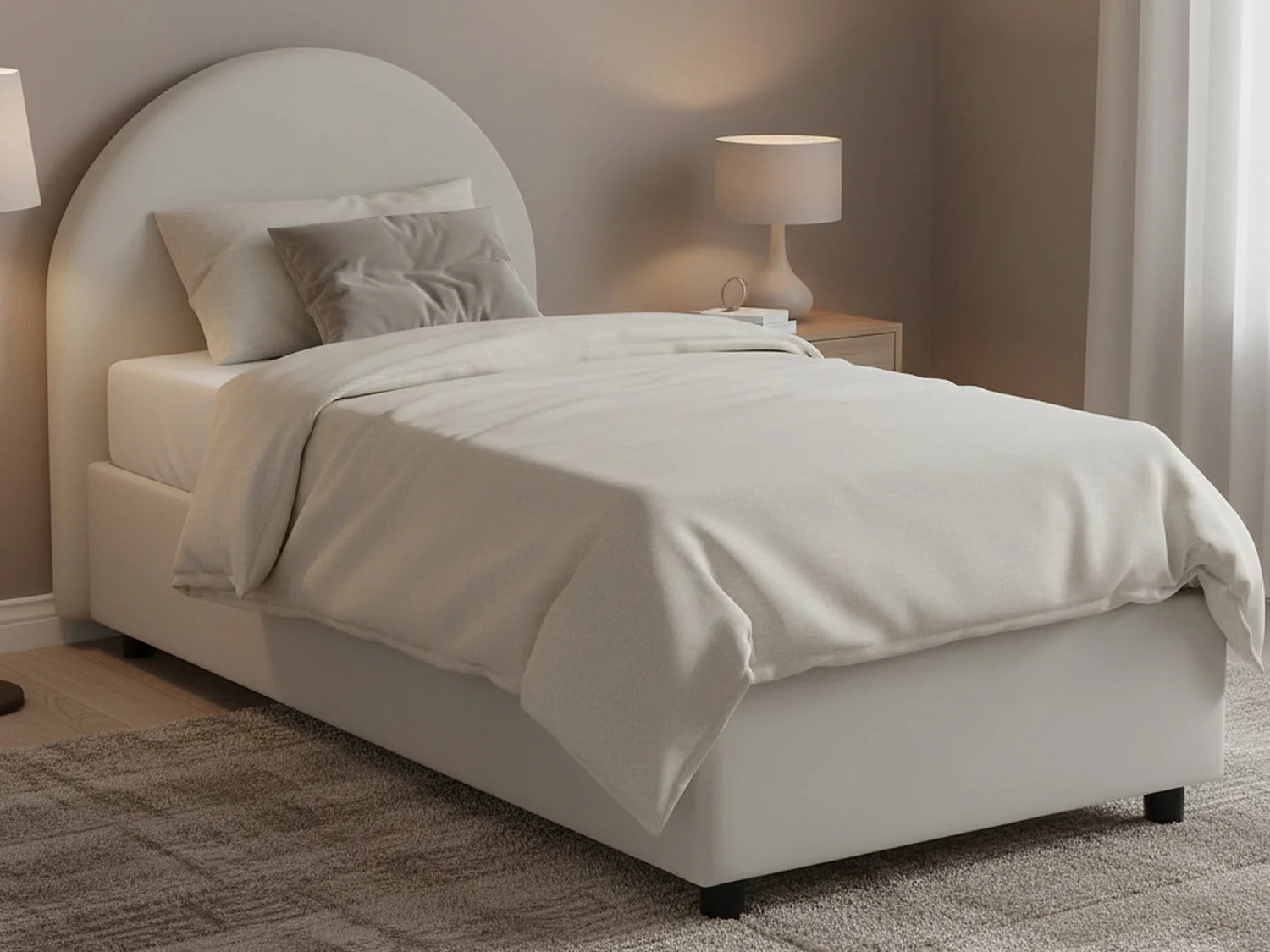 Lit simple Alice, Lit coffre avec revêtement en éco-cuir, 100% Made in Italy, Ouverture frontale, avec matelas 80x190 cm inclus, Blanc