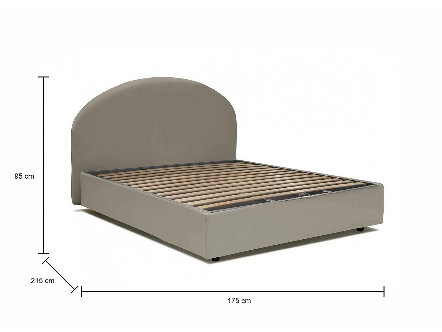 Talamo Italia Tweepersoonsbed Corinne Grijs/Taupe Opbergvak Matrasmaat 160x200 cm, Gestoffeerd Made in Italy