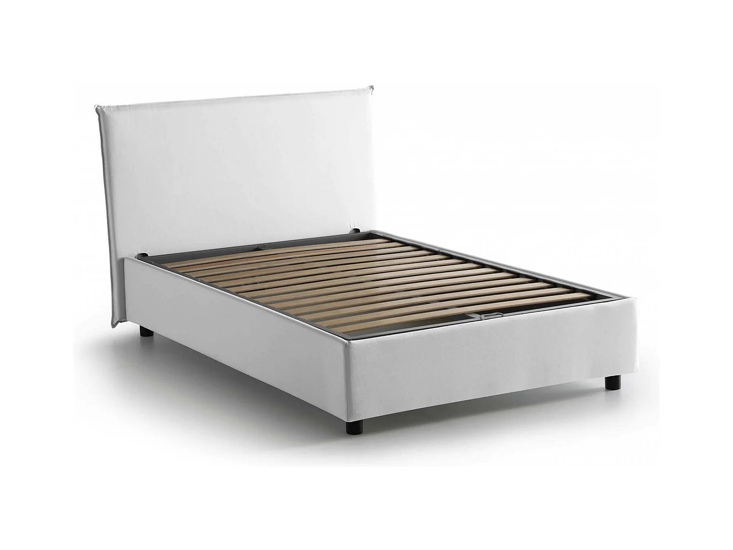Lit double Astrid, lit coffre avec revêtement en tissu, 100% Made in Italy, ouverture frontale, adapté pour matelas 120x200 cm, Blanc