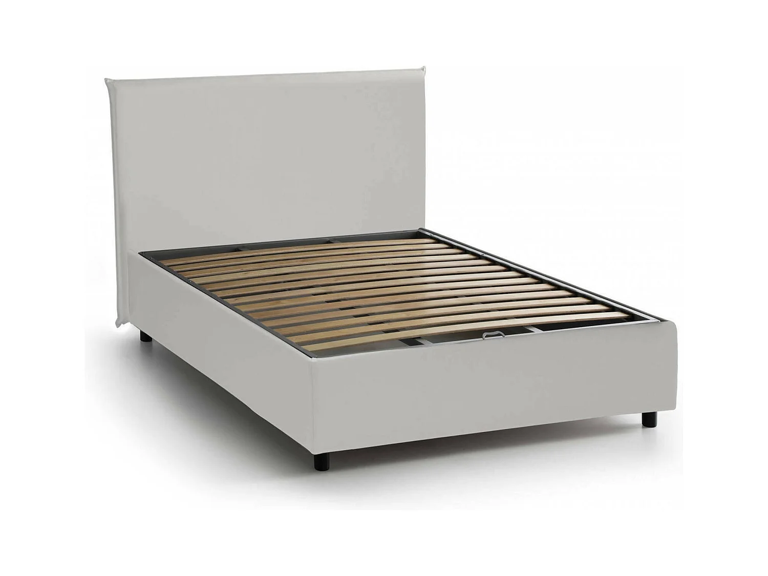 Lit double Assia, lit coffre avec revêtement en éco-cuir, 100% Made in Italy, ouverture frontale, adapté pour matelas 120x200 cm, blanc